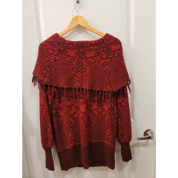 Knox Rose Off the Shoulder Jacquard Sweater with Fringe - Picture 3 of 7